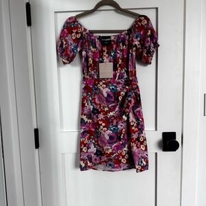 Kittenish Pink and Purple Off-Shoulder Puffed Sundress